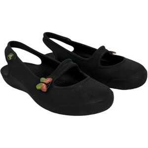 Crocs Mary Jane Little Girls Black Sling Back Shoes‎ Size 11 Butterfly Sip On
